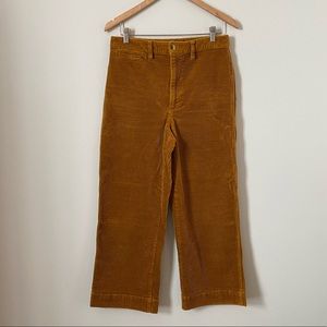 Madewell Slim Emmett Wide Leg High Waisted Cropped Pants size 28 Gold, Tan